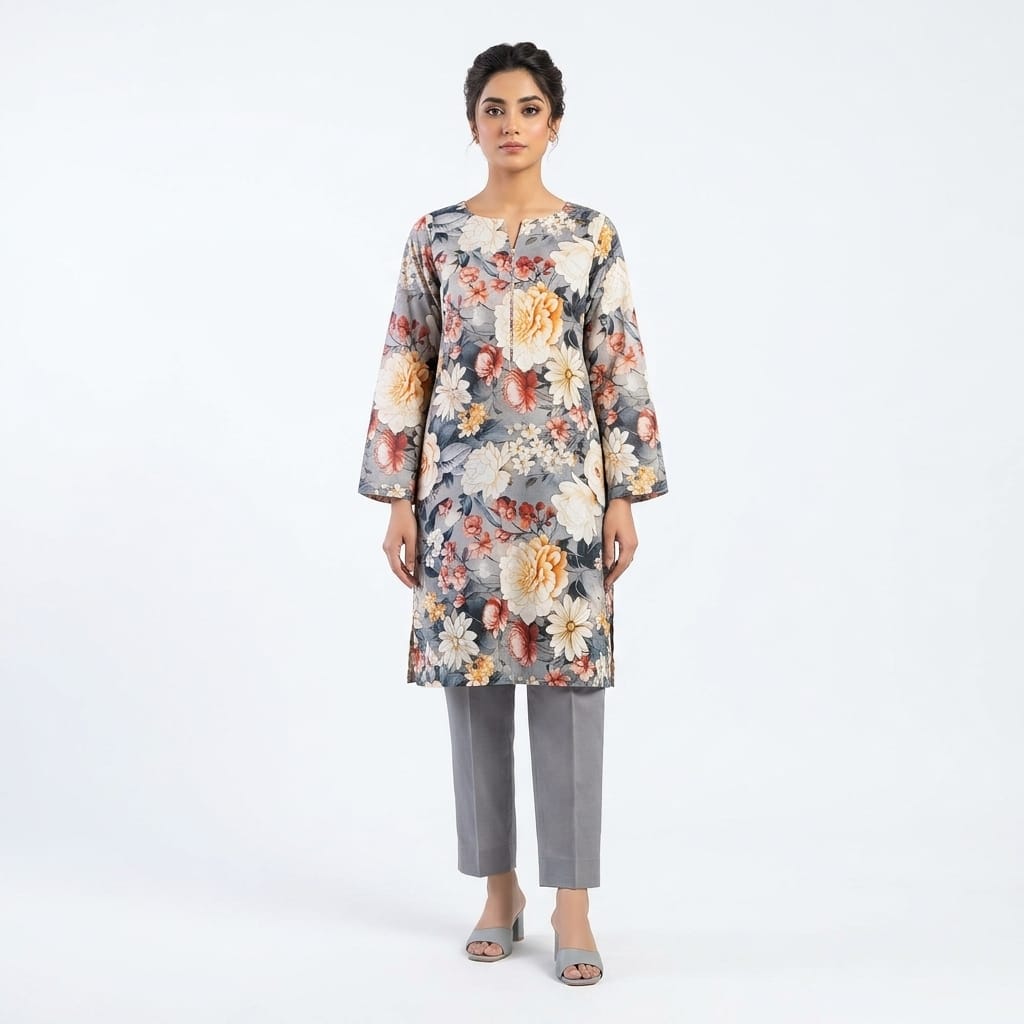 Kusturi Digital Printed Lawn 2-Piece Unstitched Suit